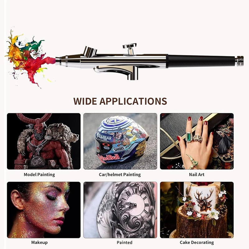 crpen Airbrush Kit Portable Airbrush Accessories Air Brush Kit 0.3 mm Needles Air Brush Gun Set for Painting,Model,Cake Decorating，Makeup，Nail Art (Black -0.3 Nozzle) - Image 3
